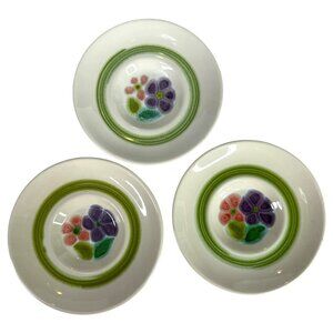 3 Franciscan Floral Ceramic Replacement Saucers Pink Purple Flowers 70s VTG MCM